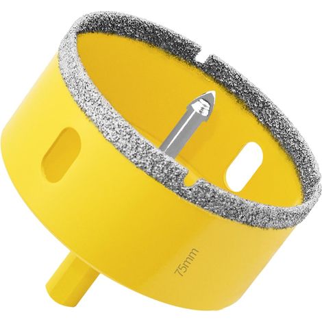 Scie Cloche Diamantée de 75mm avec Foret Guidage, Foret Trépan Diamant pour Carrelage, Porcelaine, Verre, Marbre et Céramique (1/5)