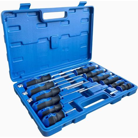 Schraubendreher Set magnetisch 12tlg Kreuzschlitz Schlitz Blau (1/5)