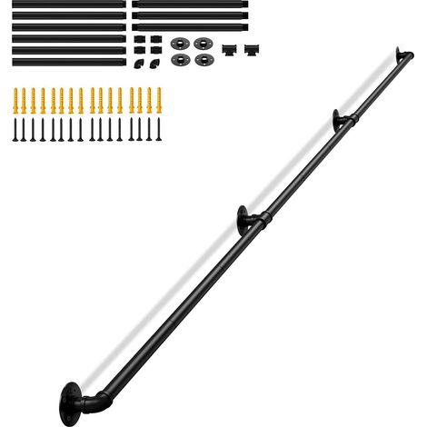 Main courante d'escalier pour intérieur et extérieur, rampe antidérapante en fer forgé avec design industriel, Main courante d'escalier murale de sécurité robuste pour personnes âgées, handicapés (1/5)