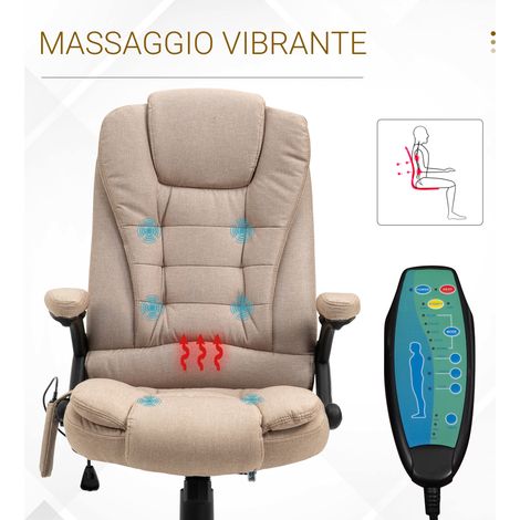 Fauteuil massant beige réglable en hauteur, 6 zones de massage avec chaleur intégrée (1/5)
