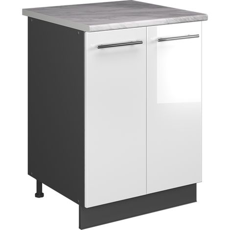 Spülenunterschrank Fame-Line, Weiß Hochglanz/Anthrazit, 60 cm, Vicco (1/5)