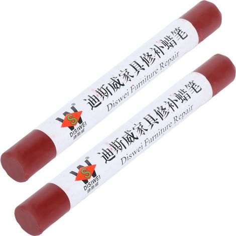 Lot de 2 crayons de cire pour meubles, réparation rapide des rayures sur bois, retouche des trous de clous, teinte acajou. (1/5)