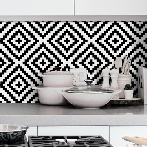 Crédence Adhésive Scandinave 300 x 40 cm Noir (1/4)
