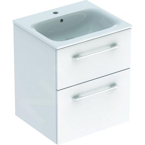 Geberit Selnova Square - Meuble-vasque 635x538x480 mm, avec vasque, 2 tiroirs, blanc brillant 501.232.00.1 (1/3)