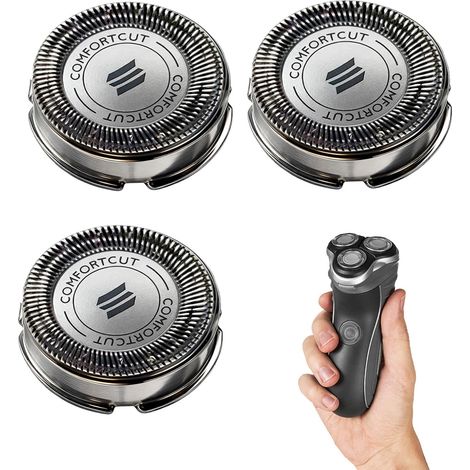 3 Pièces SH30/50 Tête de Rasoir Compatible avec Philips Series 5000/4000/3000/2000/1000/500, Têtes de Rasoir Remplacement, Système Rotatif à 360°, Accessoires pour Rasoir (1/5)