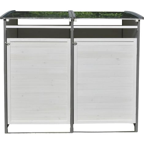 Melko Mülltonnenbox Mülltonnenverkleidung Doppelbox 240 Liter mit Rückwand