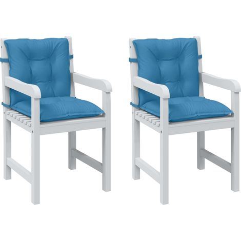 Cojines silla respaldo bajo 2 ud tela azul melange 100x50x7 cm