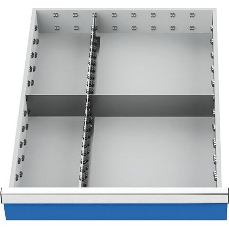 Schubladeneinteilung R 18-24 mit Metalleinteilung für Front 150 mm Maße in mm (BxT): 450 x 600 (1/4)