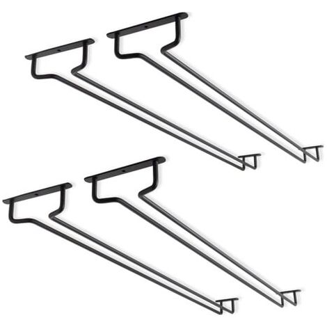 4er-Pack Weinglashalter unter dem Schrank, 39,8 cm – Weinglasregal aus Metall – Weinglashalter – Für Minibar, Küchenaufbewahrung – Schwarz (1/5)