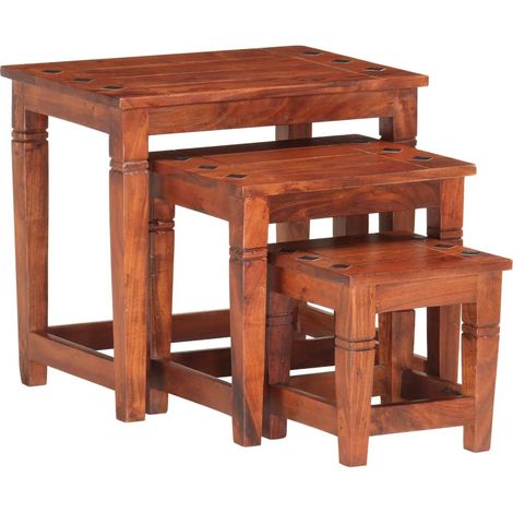 Tables gigognes 3 pcs Bois d'acacia massif (1/5)