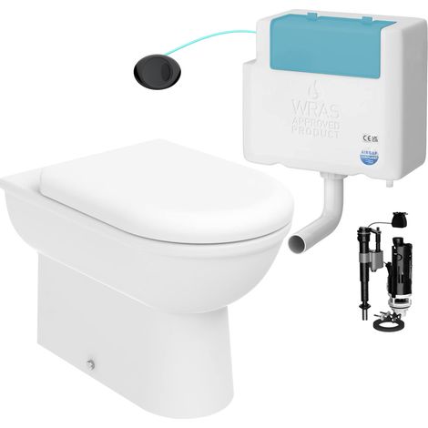 Gloss White D Shape Back to Wall Toilet and Concealed Cistern Set - Bottom Entry (1/4)