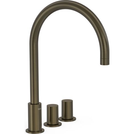 TRES 06110501KMB STUDY Grifo Bimando De Repisa para Lavabo Color Negro Bronce - ref: 06110501KMB