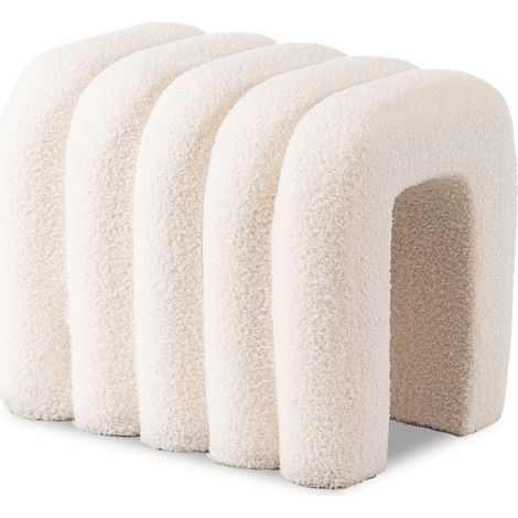 Pouf a pixel imbottito, seduta color crema, moderno (1/5)