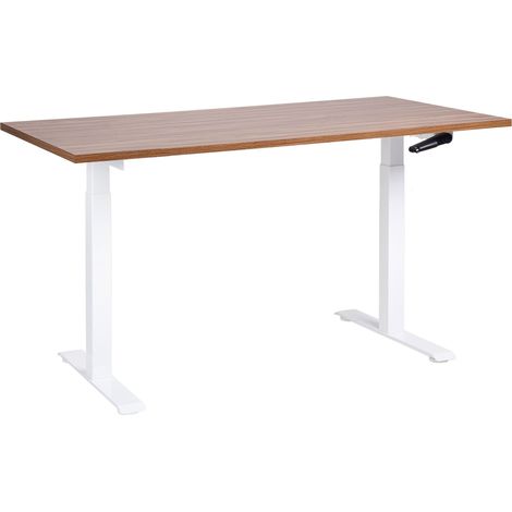 Scrivania regolabile manualmente legno chiaro e bianco 160 x 72 cm DESTINES (1/5)