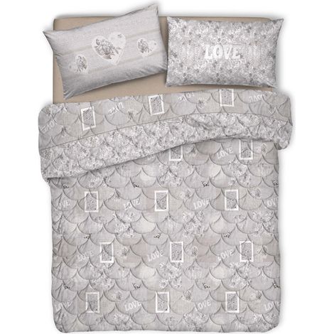 Trapunta Piumone Invernale Linea Pensieri Delicati Dis. Romantic Shabby Grigio, misuraSingolocoloreGrigio (1/4)