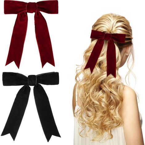 Fermaglio per capelli con nodo, 2 fermagli per capelli in velluto con nodo, fermagli per capelli a fiocco francese, fermagli per capelli grandi con nodo, fermagli per capelli da donna (1/5)