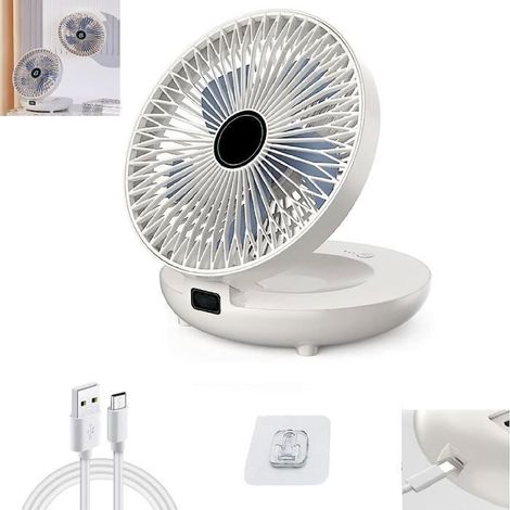Ventilateur rechargeable - HAWUJ - double usage bureau mural pliable 3 vitesses - maison (1/4)