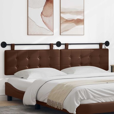 vidaXL Tête de lit suspendue Avec lumière LED Marron Simili cuir (1/5)