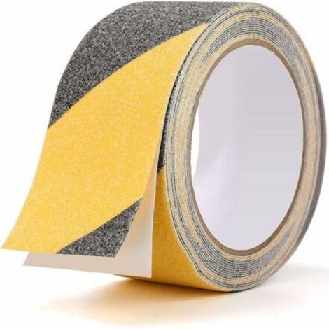 Ruban Antidérapant Adhésif Bande Antiderapante pour l'intérieur et l'extérieur, Idéal pour Escaliers et Les Marches, Noir/Jaune, 5cm x 10m