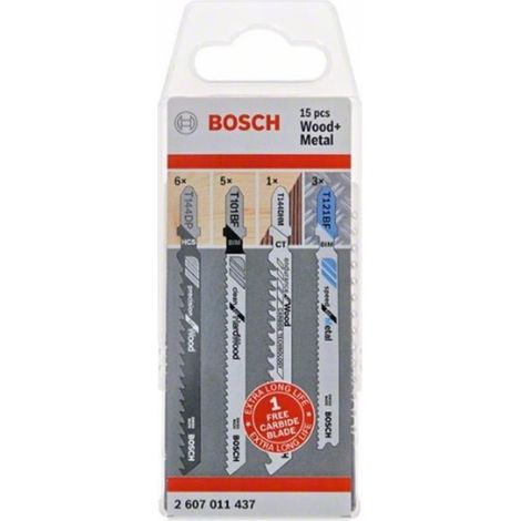 Set de hojas de sierra Bosch 15 piezas para madera y metal