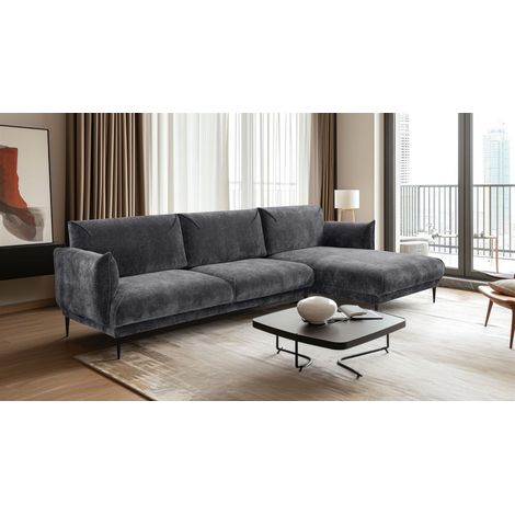 Ecksofa Designersofa MADISON in Stoff Dress Me Grau Ottomane Rechts (1/3)