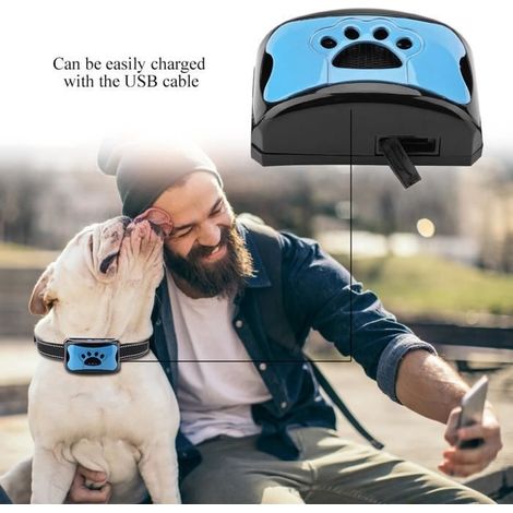 Garnaco®COLLIER ANTI-ABOIEMENT collier de dressage électronique pour chien avec dispositif de contrôle rechargeable(bleu) HB007 (1/4)