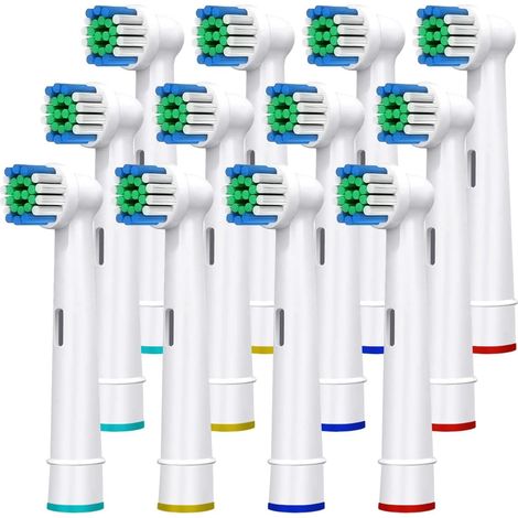 Classic round brush head replacement heads compatible with Braun Oral B rechargeable electric toothbrushes, 12-pack (1/5)