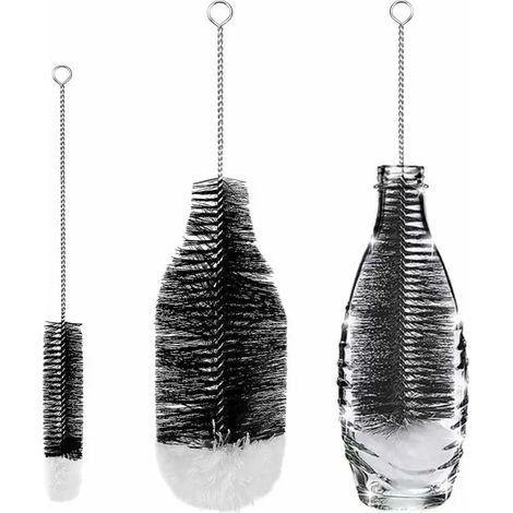 Lot de 2 Goupillon Bouteille Brosses de Nettoyage Brosse Bouteille Nettoyage Avancé pour Bouteilles en Verre Thermos Biberons Et T (1/3)