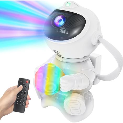 Haut-Parleur Bluetooth Intégré Astronaute Projecteur Ciel Étoile 8 Effets Nébuleuse LED Chambre Veilleuse Lampe Enfant Décoration Galaxie Projection Plafond Ambiant Lumineux- Lune (1/5)