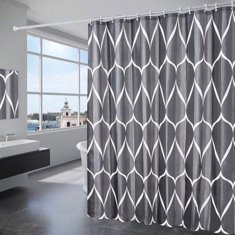 180 x 200 cm, (Black Smart) simple rideau de douche imperméable en polyester épaissi rideau de douche en tissu polyester imperméable lavable en mach (1/4)