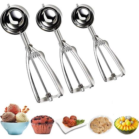 Cucchiaio Gelato Acciaio Inox Set 3 Argento 4 5 6 cm (1/5)