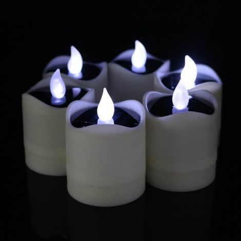 Bougie Solaire - LED Sans Flamme - Étanche IP44 - 5 8 x 7 5 cm - Blanc Froid - 6 Pièces (1/5)
