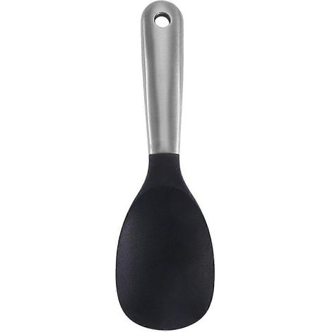 Cuchara de servicio de acero inoxidable, cuchara de servicio, cuchara de servicio resistente al calor, cuchara de silicona apta para lavavajillas con orificios para colgar, para cocinar salsa, sopa, e