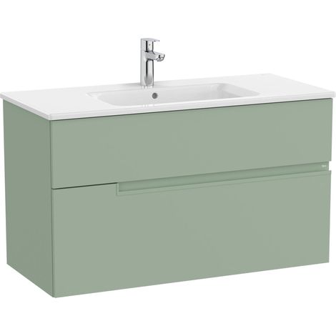 Pack mueble base de dos cajones + lavabo Unik VICTORIA-N - ROCA Color: Verde savia (1/2)