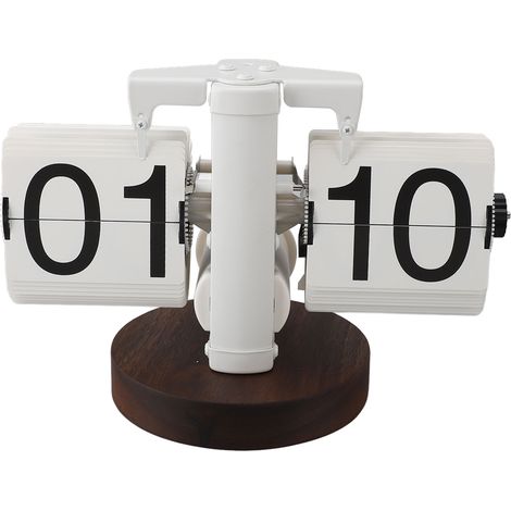 Horloge de bureau rabattable rétro simple face alimentée par batterie Design Vintage numérique mécanique automatique pour salon blanc 24 heures (1/5)