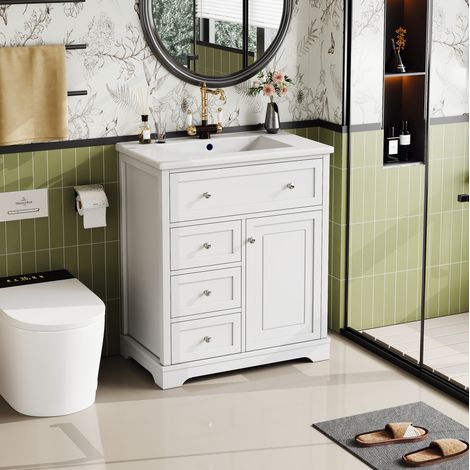 mobile contenitore 76x46x87cm lavabo ceramica bianco OKMYHOME (1/5)