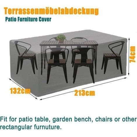 Housse Meubles de Jardin, Housse Table Exterieur, Anti-UV Oxford Robuste Bache Table et Chaise de Jardin Tissu Oxford 600D Housse de Protection pour Table, Meubles-213x132x74cm