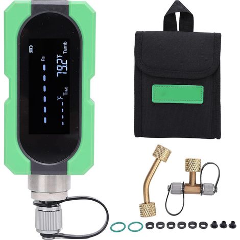 Jauge à Vide Numérique, 0-19000 Microns Manomètre Vide HVAC avec Écran LCD, 8 Unités Sélectionnables, Batterie Rechargeable 1000mAh, Port 1/4", Protection de Surcharge, E (1/5)