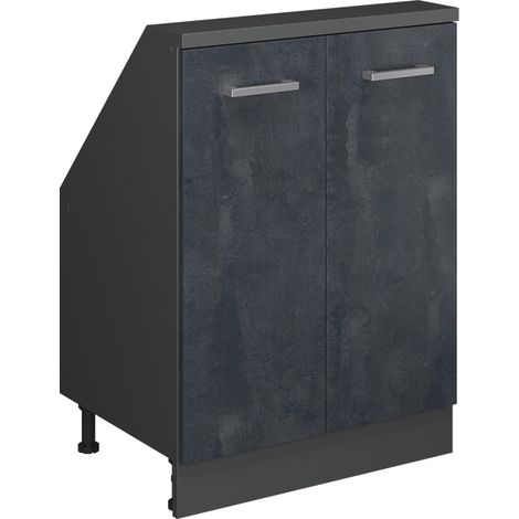 Dachschrägenschrank Rion, Schwarz Beton/Anthrazit, mit 2 Türen, Vicco