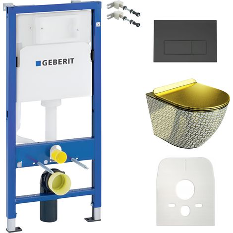 GEBERIT WC Set mit Vorwandelement, Wand-WC und Spülknopf (1/5)