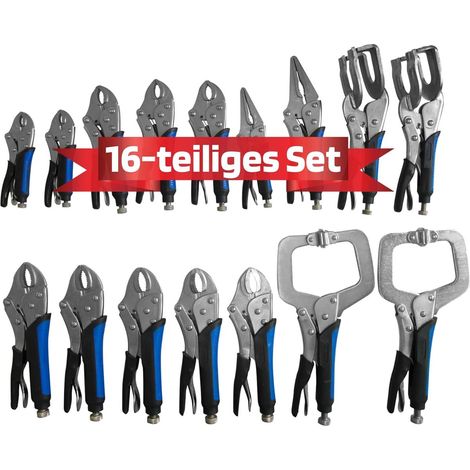 SW-Stahl 41560L jeu de pinces-étaux 16 pièces I pince-étau universelle, soudage, Langbeck, soudage par points I jeu de pinces-étaux en acier au chrome-vanadium I jeu de pinces-étaux chromé mat (1/5)