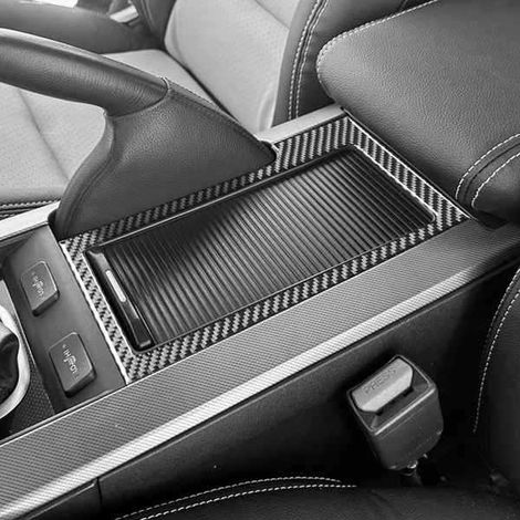 1 color: Carbon fiber textured finish Material: Soft carbon fiber Car center console cup holder cover Car interior trim. (1/4)