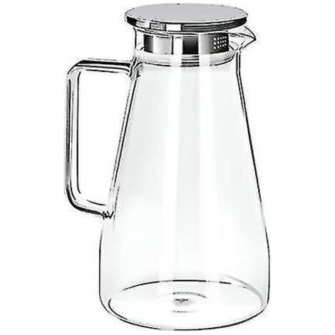 Dickwandiger, hitzebeständiger Glaskrug mit Edelstahldeckel und ergonomischem Griff. Ideal für Wasser, Tee, Saft, Wein, Limonade und andere Getränke. Fassungsvermögen: 1500 ml (1/4)