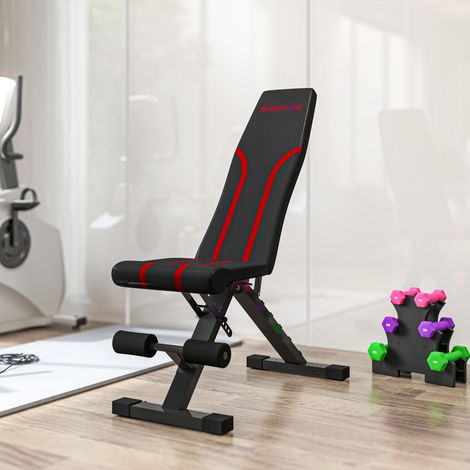 SPORTNOW Klappbare Workout-Bank, 6-stufige Rückenlehne, 4-stufiger Sitz, Metall, gepolstert, Schwarz