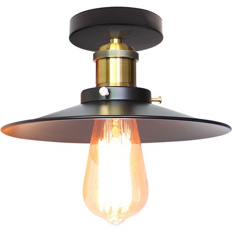 Vintage Regenschirm Deckenleuchte Industrielle Deckenlampe E27 Eisen Copperhead Lampenschirm für  Esszimme Bar Esszimmer Cafét Ø26cm Schwarz