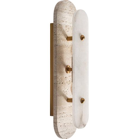 Lampe murale art déco en travertin finition vieilli beige - Beige travertin finition vieilli (1/3)