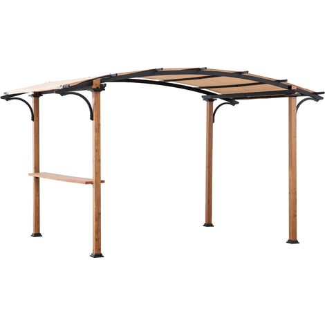 Sunjoy – Pergola cintrée marron 406 x 259 cm – Acier résistant à la rouille – Revêtement en poudre – Résistant aux intempéries et UV