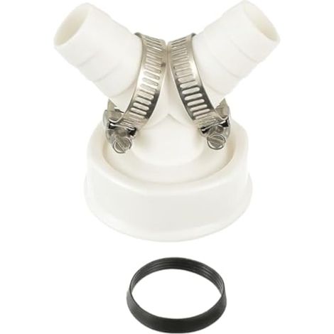 Adaptateur de vidange pour lave-vaisselle et machine à laver, Adaptateur en Y pour tuyau avec bec d'entrée de 19 à 24 mm et sortie DN 40, Set Inclut 2 Pièces Collier de Serrage (1/5)