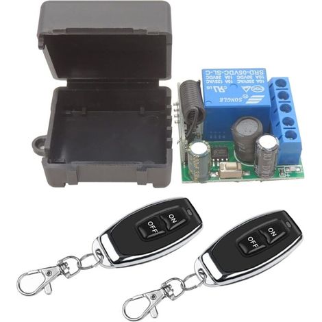 Commutateur de Télécommande sans Fil 433Mhz 5V 12V 24V 1 Canal Radio Commande Relais Récepteur avec 2 émetteurs Porte-clés Contacts sans potentiel contrôleur de Relais (1/5)