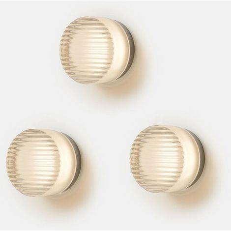 AMXCNOY Applique murale ronde moderne 3 pièces – finition aluminium brossé – lumière blanche chaude 5 W – diamètre 13,5 cm – éclairage minimaliste pour salon et entrée (1/5)